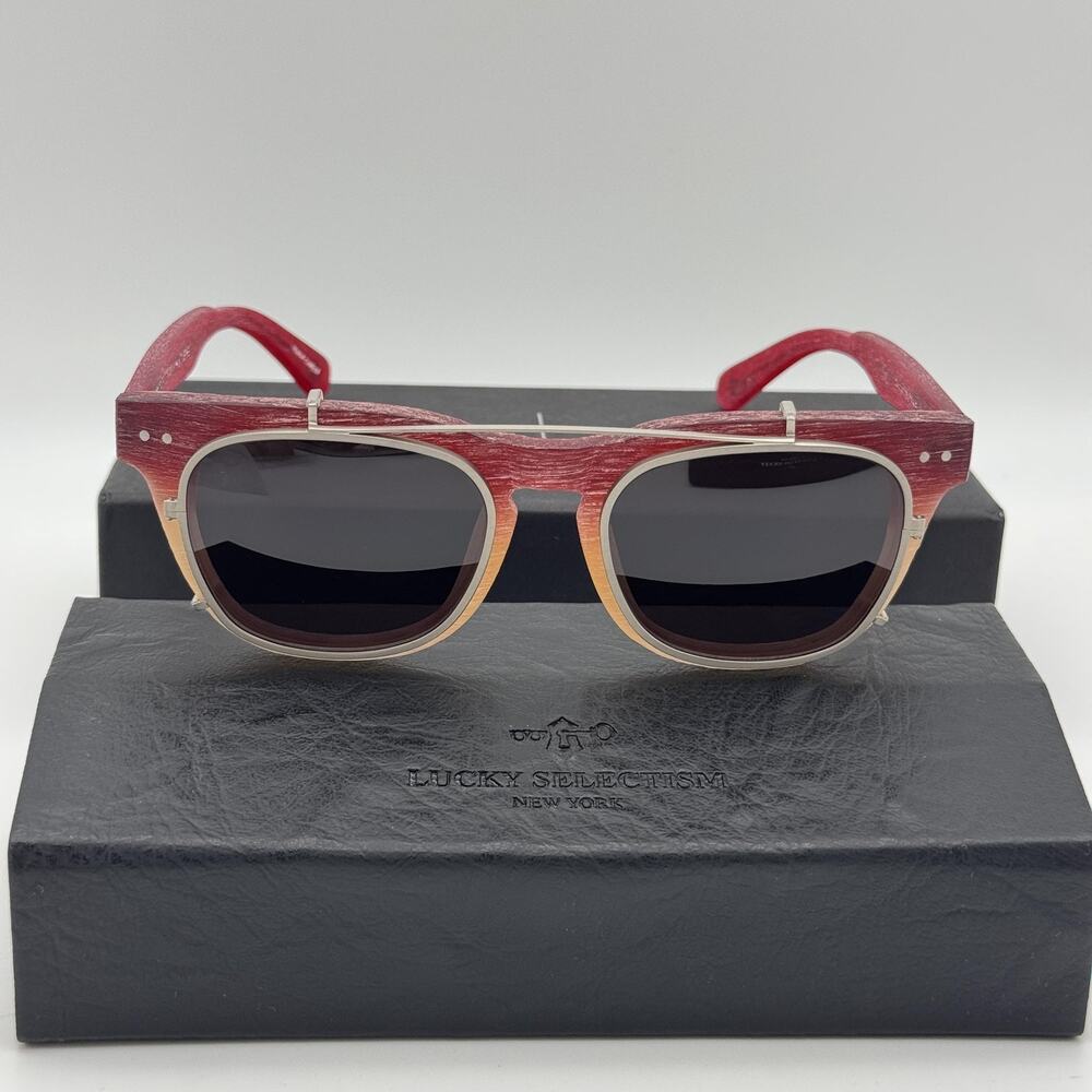 Lucky Selectism Matiere Ive 2 Sunglasses Mens Gradient Clip On Grey Lenses